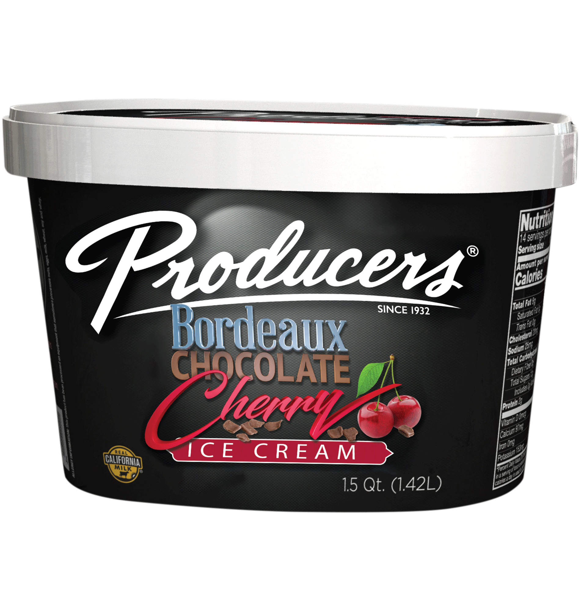 Bordeaux Chocolate Cherry Producers Ice Cream Container