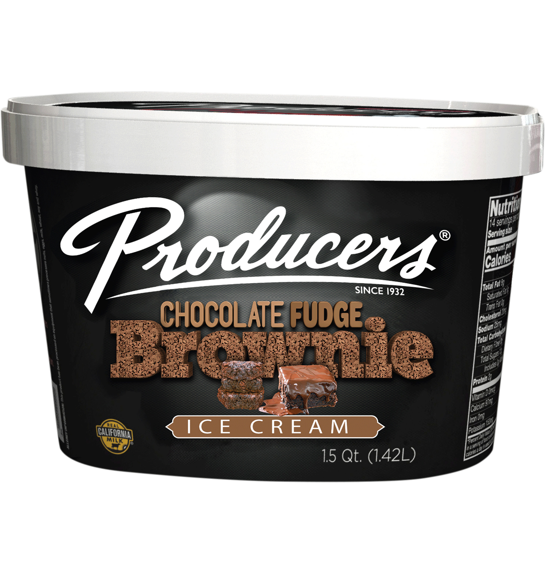 Chocolate Brownie Fudge Producers Ice Cream Container