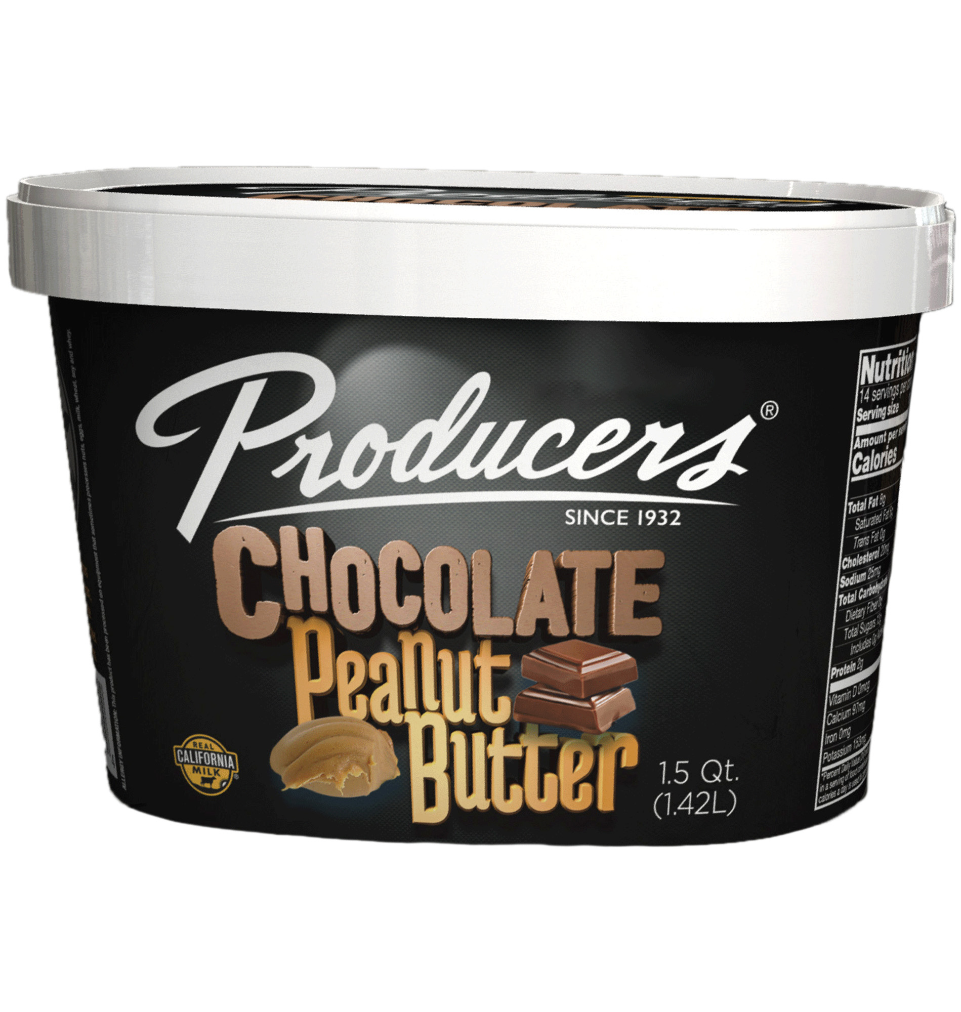 Chocolate Peanut Butter Producers Ice Cream Container