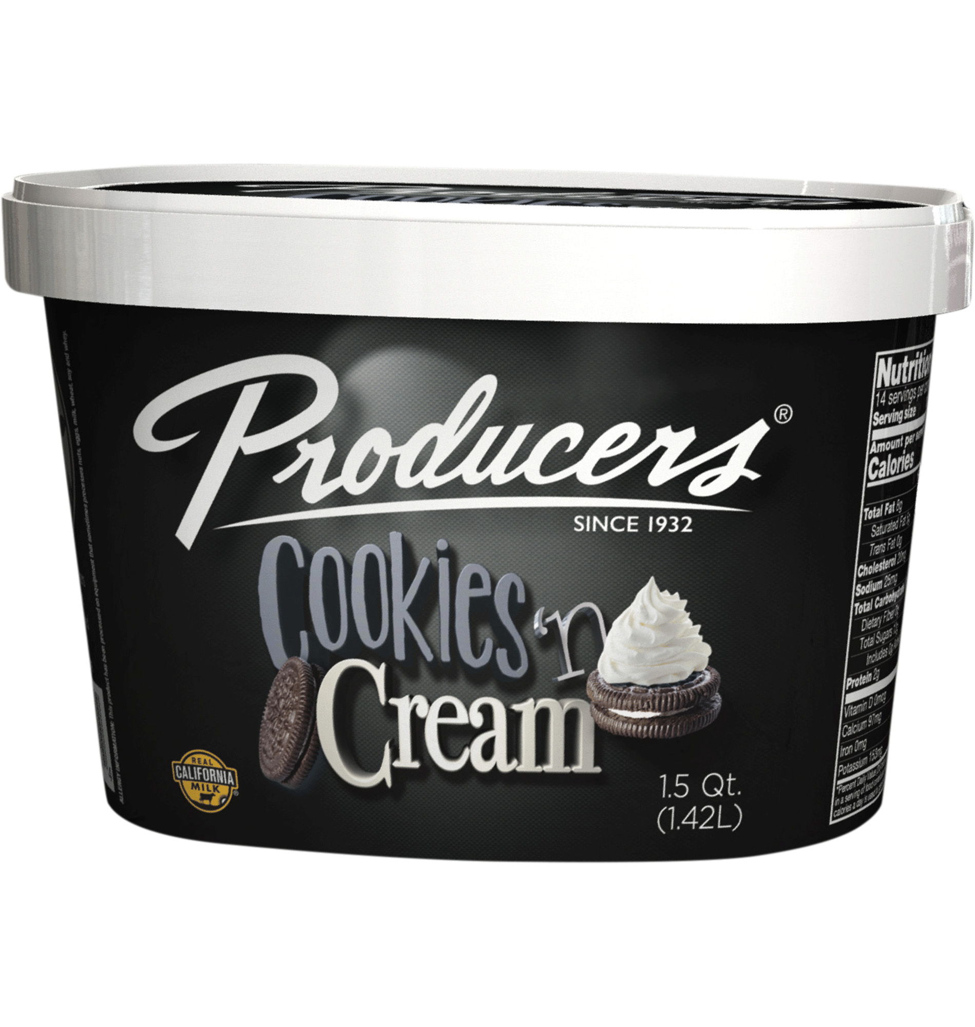 Cookies 'N Cream Producers Ice Cream Container