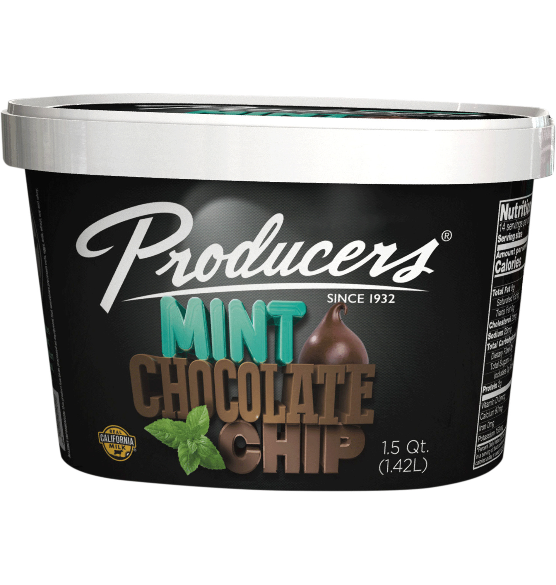 Mint Chocolate Chip Producers Dairy Ice Cream Container